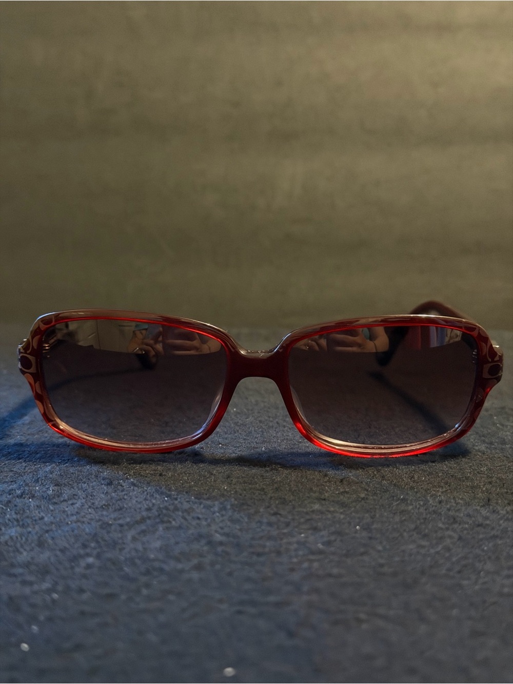 Y2K Coach Nadia Women’s Burgundy Rectangle Sunglasses with Gradient Lenses